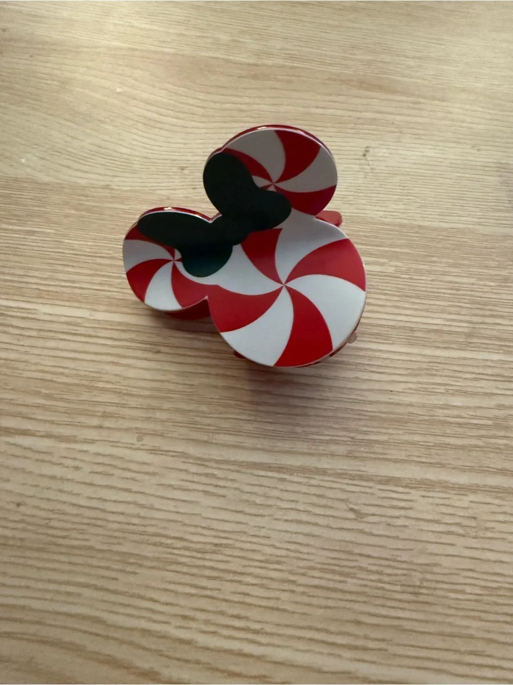 Red & White Swirl Kids Hair Clip - Playful Candy Design